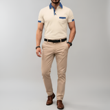 Men’s Short Sleeve Polo Shirt Cotton Blend Button Placket Casual Fit