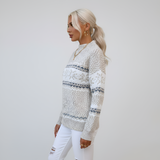 Women’s Fair Isle Knit Sweater Mock Neck Long Sleeve Winter Pullover