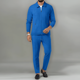 Men’s Waffle Knit Tracksuit Zip Jacket and Jogger Pants Lounge Set