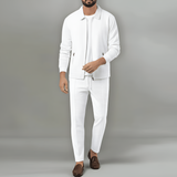 Men’s Waffle Knit Tracksuit Zip Jacket and Jogger Pants Lounge Set