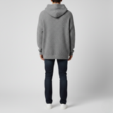 Men's Oversized Gray Textured Knit Pullover Hoodie