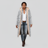 Women’s Long Quilted Winter Coat Hooded Insulated Faux Fur Lined Padded Jacket