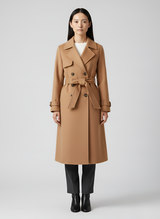 Women’s Wool Blend Belted Coat Double Breasted Long Winter Outerwear