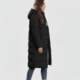 Women’s Long Puffer Jacket Hooded Quilted Winter Coat Insulated Outerwear