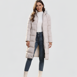 Women’s Long Puffer Jacket Hooded Quilted Winter Coat Insulated Outerwear