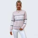 Women’s Fair Isle Knit Sweater Mock Neck Long Sleeve Winter Pullover