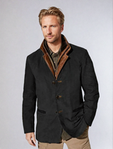 Men's Tailored Wool Blend Jacket with Stand-Up Collar