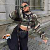 Short crocheted sweater for women