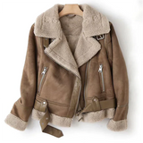 Leather jacket with sherpa lining for winter - Macie