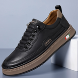 Men's Faux Leather Shoes with Thick Sole and Stitched Base