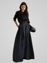 Elegant high-waisted long trouser skirt for formal and casual occasions