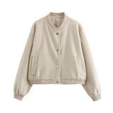 Pilot jacket with ribbed structure and stand-up collar