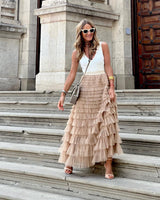 Vintage-Inspired Tulle Mesh Skirt with High Elastic Waist