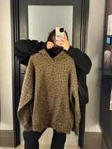 Leopard Print Hoodie For Unisex Casual Streetwear Style-MODAUTLET