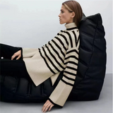 Striped turtleneck sweater for women