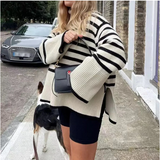 Striped turtleneck sweater for women
