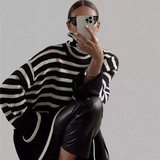 Striped turtleneck sweater for women