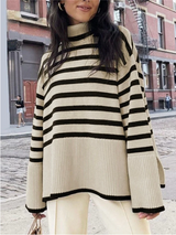 Striped turtleneck sweater for women