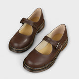 Women's Leather Mary Jane Shoes | Adjustable Strap