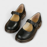 Women's Leather Mary Jane Shoes | Adjustable Strap