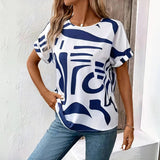 Abstract Print Women's Blouse for Effortless Style