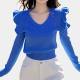 Women's Ruffle-Trim Sweater | Soft Polyester