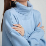 Knitted sweater with turtleneck for women