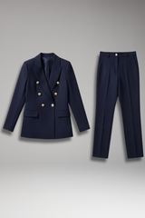 Elegant Women's Suit Set: Balmain-Style Blazer and High-Waisted Pants