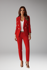Elegant Women's Suit Set: Balmain-Style Blazer and High-Waisted Pants