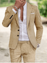 Men's Slim Fit Linen Suit | Lightweight & Breathable | Wedding & Formal Events