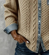 Knit Top with Denim Details