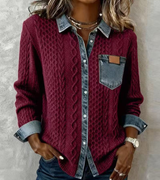 Knit Top with Denim Details