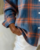 Women's Plaid Shirt with Lapel Collar | Elegant & Comfortable
