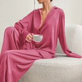 Ultra-Luxe Women’s Silk Wide-Leg Pajama Set-MODAUTLET