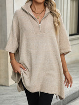 Women's pullover with quarter zipper
