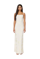 Long Fitted Dress with Floral Details and Tie Straps