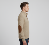 Men’s Quilted Half Button Knit Sweater with Stand Collar