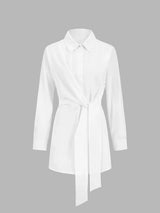 Women's oversized shirt with front tie belt and long sleeves