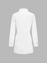 Women's oversized shirt with front tie belt and long sleeves