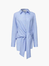Women's oversized shirt with front tie belt and long sleeves