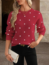 Polka dot sweater - Casual and stylish for women in fall and winter