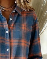 Women's Plaid Shirt with Lapel Collar | Elegant & Comfortable