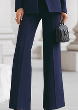 Women’s High Collar Blazer and Wide Leg Trouser Suit Set