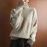 Women's Checkered Round-Neck Sweater | Soft Polyester