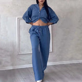 Women's set: shirt and loose-fitting trousers in lightweight linen