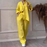 Women's set: shirt and loose-fitting trousers in lightweight linen