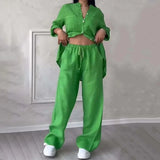 Women's set: shirt and loose-fitting trousers in lightweight linen