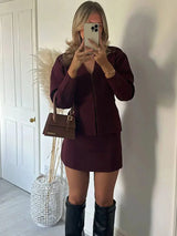 Women's short skirt and chic jacket set