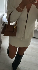 Women's short skirt and chic jacket set