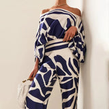 Women's off-the-sleeve set with straight-leg trousers